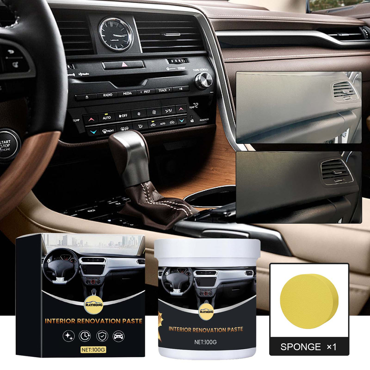 Interior Refurbished Coating Paste, Interior Instrument Panel Seat Cleaning Anti-dust Maintenance Polishing Coating Paste