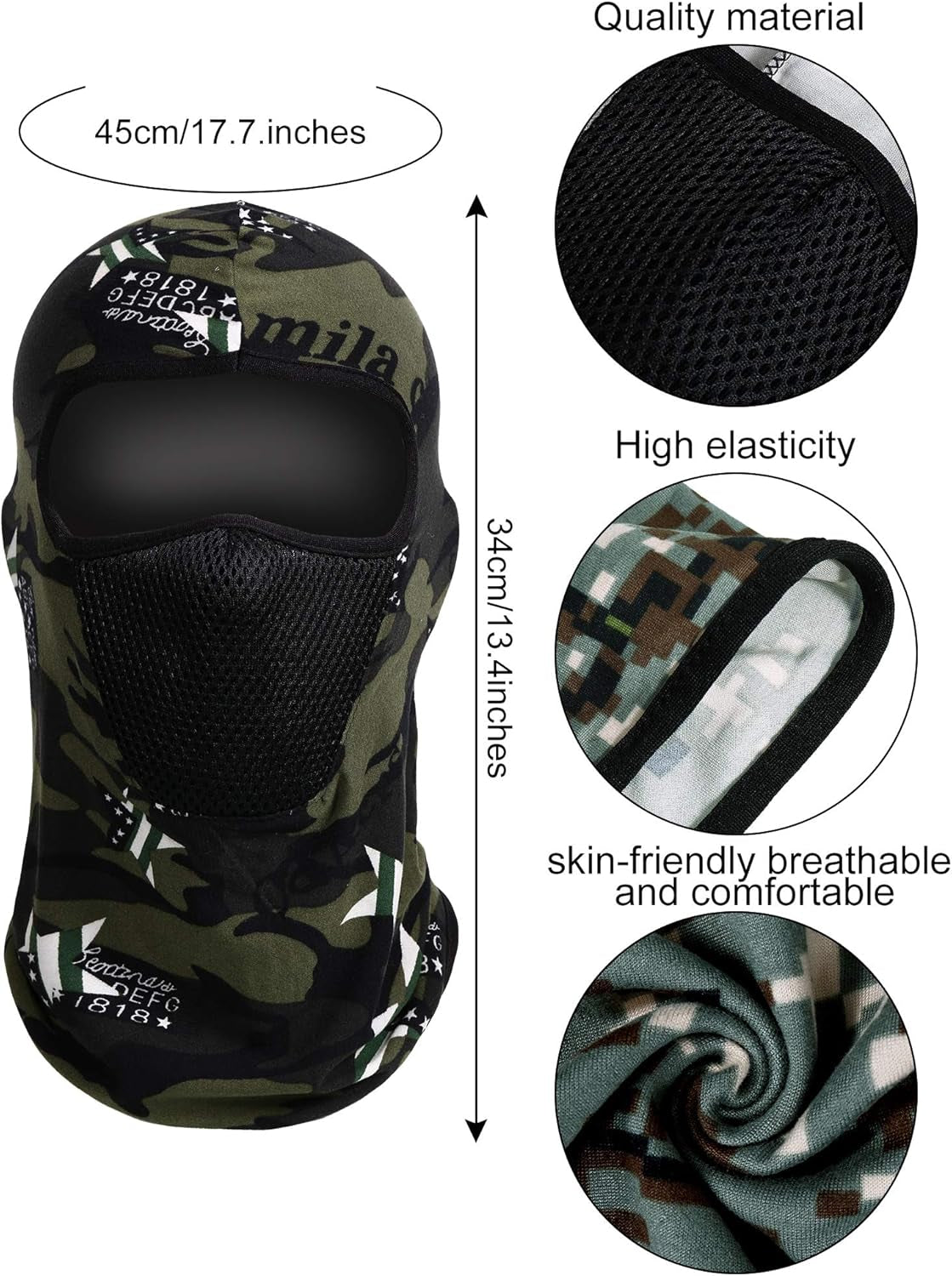 3 Pieces Camo Face Mask Balaclava Ski Mask Breathable Sun Protection Windproof for Men Motorcycle Outdoor Hunting