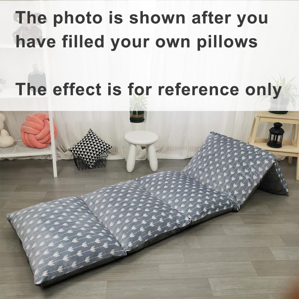 Floor Lounger Pillow Casing for Boy Girl, Soft Minky Plush, Arrow Print, Cover/Sleeve Only! Perfect Reading and Watching TV Cushion - Excellent for Sleepovers, Queen Size;