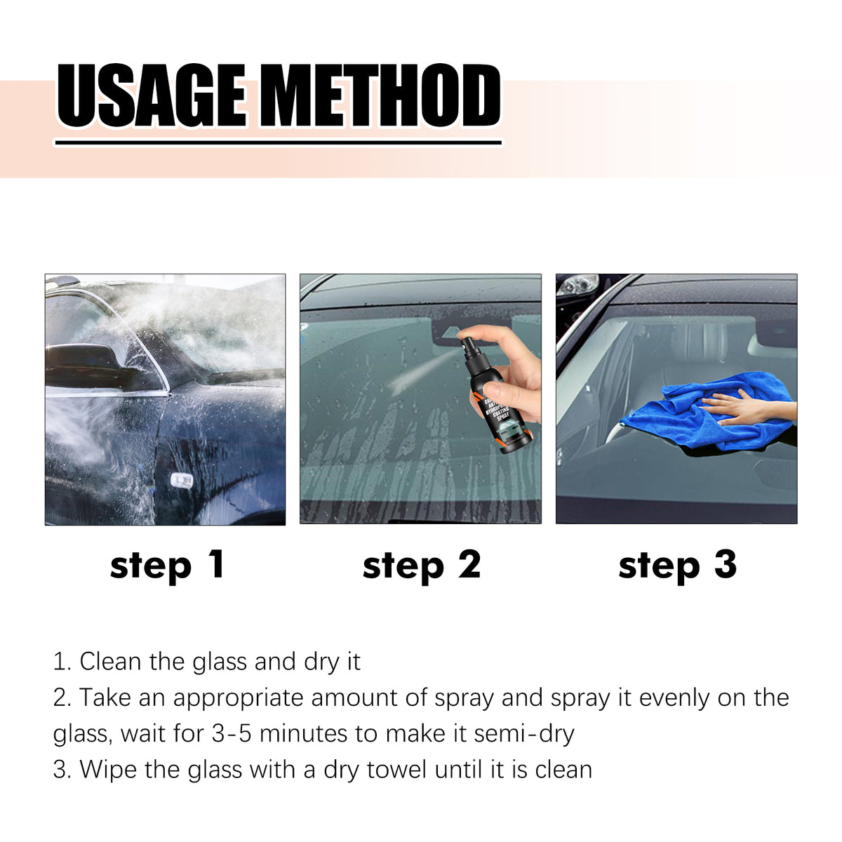 Car Glass-Anti Fog Hydrophobic Coating Spray, Rearview Mirror Windshield Cleaner Stains Hydrophobic Water Spray Antifogging Agent