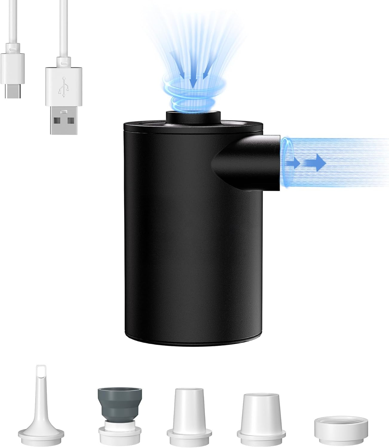 Portable Camping Air Pump, Electric Air Mattresses Pump with 3600Mah Emergency Power Supply, 300 L/Min Airflow for Rapid In/Deflation for Air Bed, Pool Float, Inflatables, Sleeping Pads