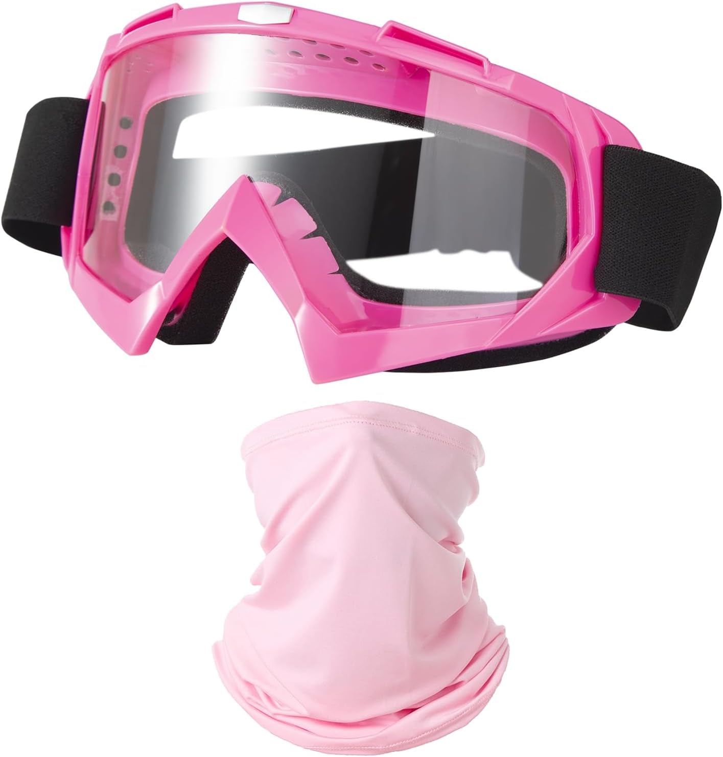 Motorcycle Goggles Dirt Bike ATV Off-Road Riding Motocross Glasses with Sun UV Protection Neck Gaiter Face Cover