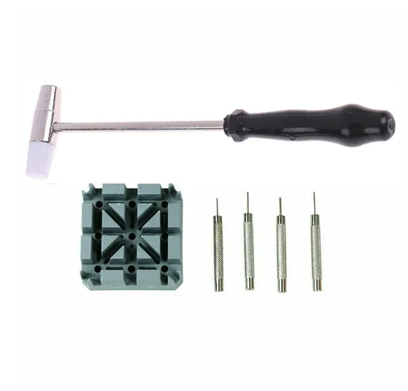 Watch Repair Band Link Remover Tool Kit - Hammer Punch Pins Watch Strap Holder
