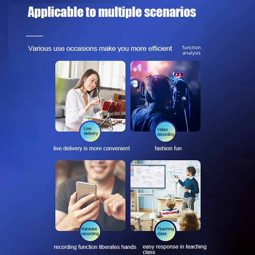 უსადენო K35 ლავალიერის მიკროფონი, ყოვლისმიმართულებითი Bluetooth 5.3 K35 კონდენსატორული მიკროფონი, ხმაურის შემცირების პროფესიონალური სისტემა 