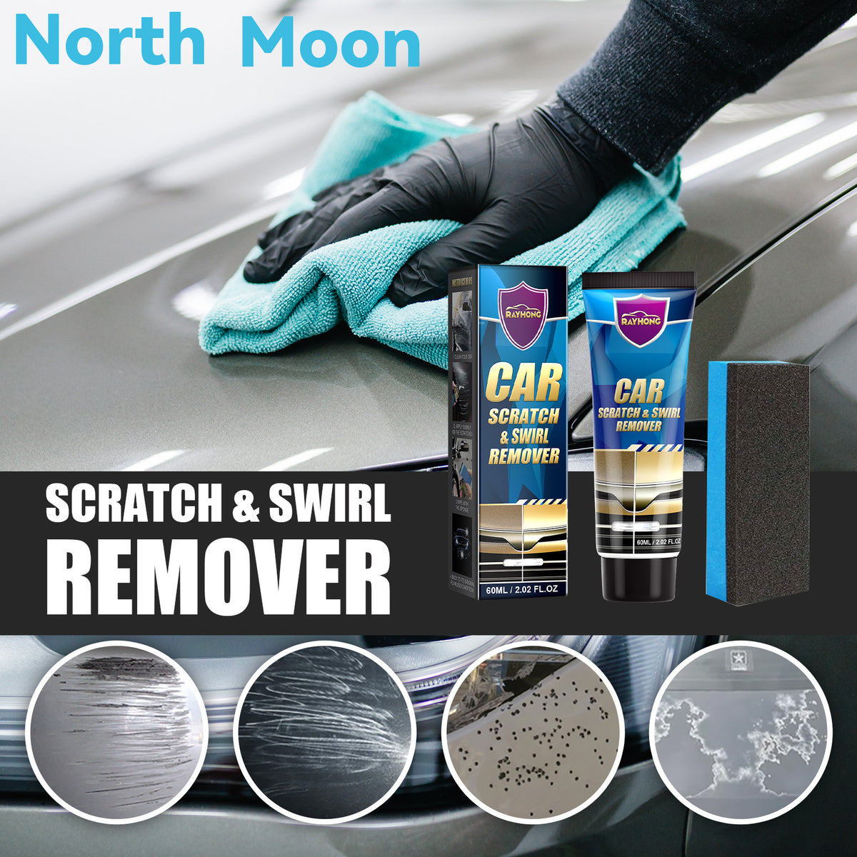 Rayhong Car Scratch Repair Cream, Car Maintenance Refurbishment Paint Scratches Scratches Polishing Paint Repair Paste