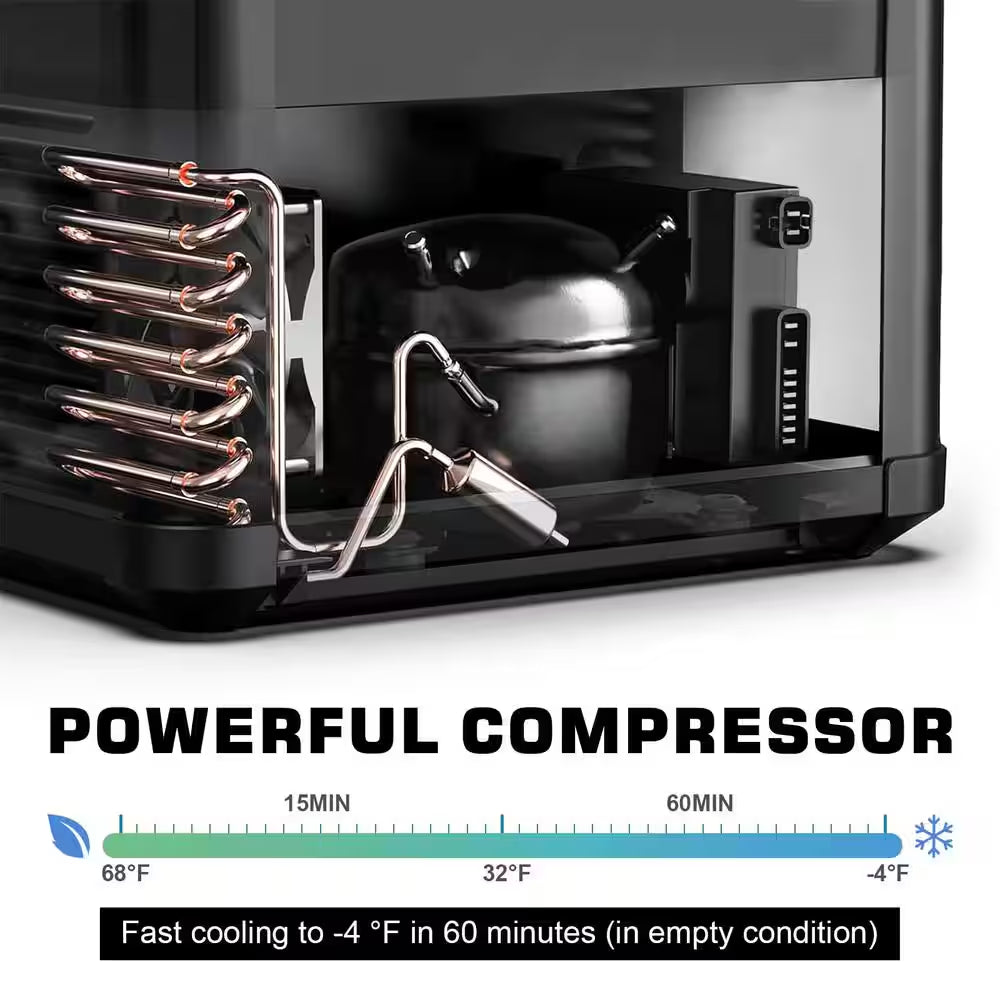 Blcak 40 Qt. Portable Car Cooler with APP Control, Handle and Wheels for Camping, Travel, RV, Truck, Boat and Home Use