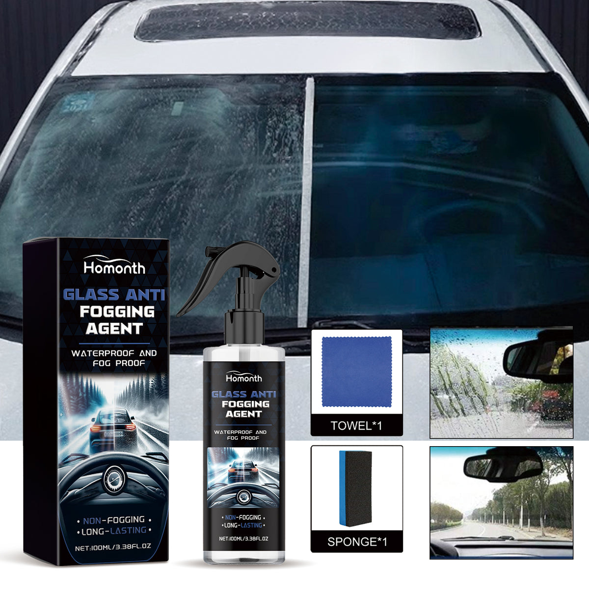 Glass Anti Fogging Agent, Auto Windshield Mirror Cleaning Anti-Rain And Fog Cleaning Coating Agent