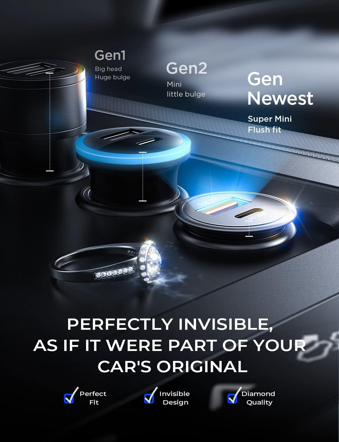 67.5W Super Mini Cigarette Lighter Adapter Car Charger USB C Fast Charging,All Metal PD&QC Type C Car Charger Adapter Outlet for Iphone 17 16 Pro Max 15 14 13 12 Air,Samsung Galaxy S25,Android