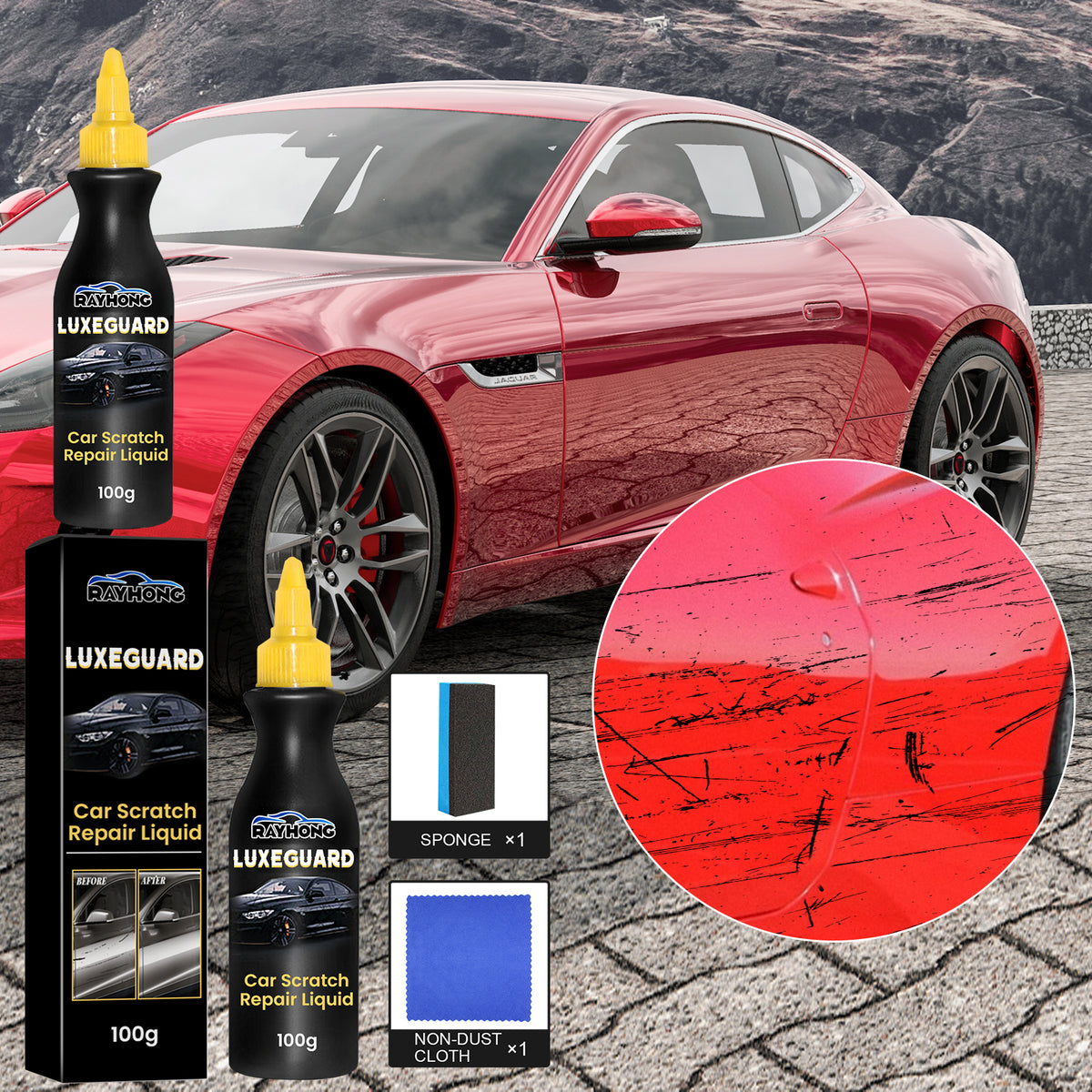 Rayhong Car Scratch Repair Liquid, Car Paint Scratches Scratch Paint Polishing Refurbishment Maintenance And Care Solution