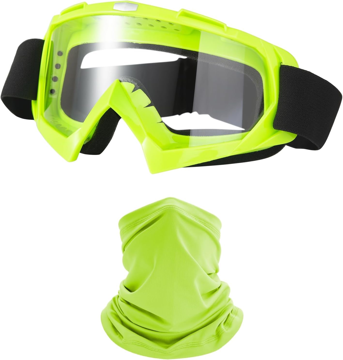 Motorcycle Goggles Dirt Bike ATV Off-Road Riding Motocross Glasses with Sun UV Protection Neck Gaiter Face Cover