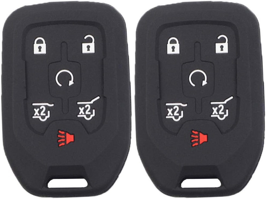 2Pcs 6 Buttons Smart Key Fob Cover Case Remote Protector Skin Keyless Jacket Holder Compatible with Chevrolet Suburban Tahoe 2015 2016 2017 2018 2019 2020 GMC Yukon 13580804 Black Pink