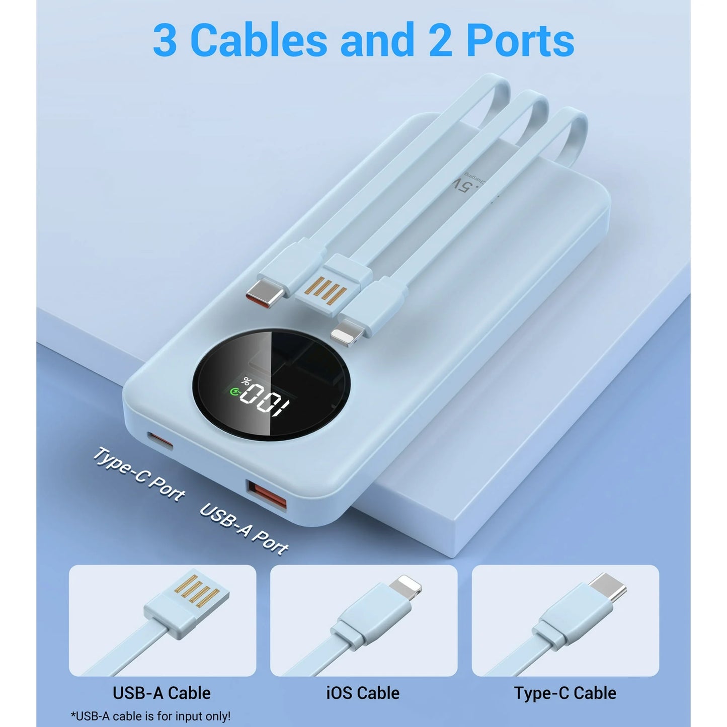 10000Mah Power Bank 22.5W Fast Charging Portable Charger with Cables, USB Battery Pack Compatible for Iphone and Android Cell Phone