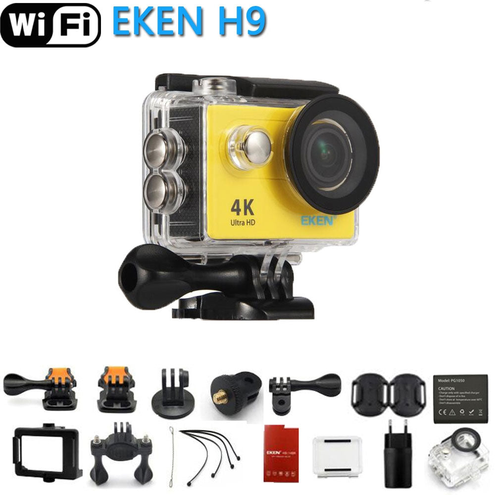 ორიგინალი EKEN-ის მოქმედი კამერა, eken H9 Ultra HD 4K WiFi დისტანციური მართვის მქონე სპორტული ვიდეოკამერა, DVR, DV go, წყალგაუმტარი პროფესიონალური კამერა