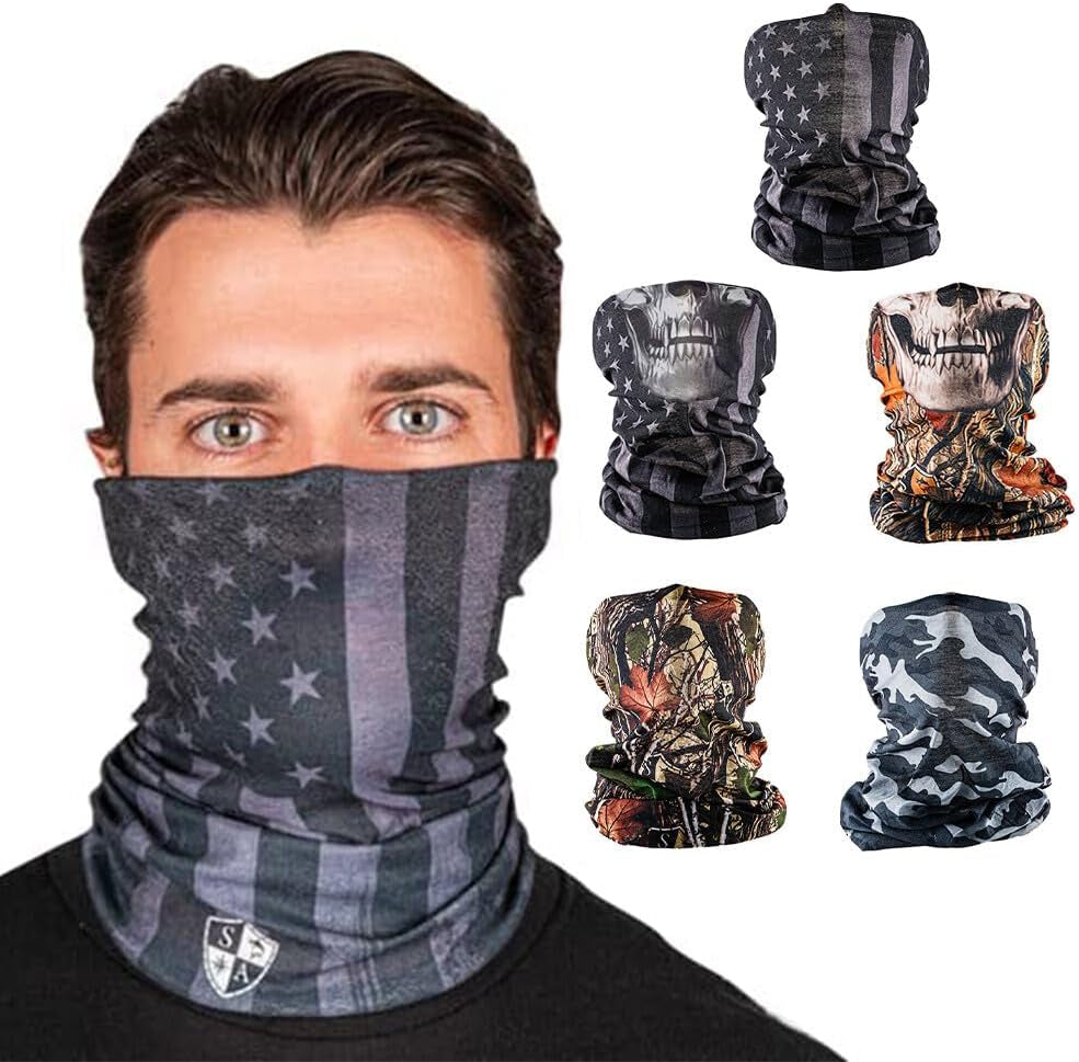 Company 5-Pack UV Face Shield | UV 30+ Multipurpose Neck Gaiter Balaclava for Adults