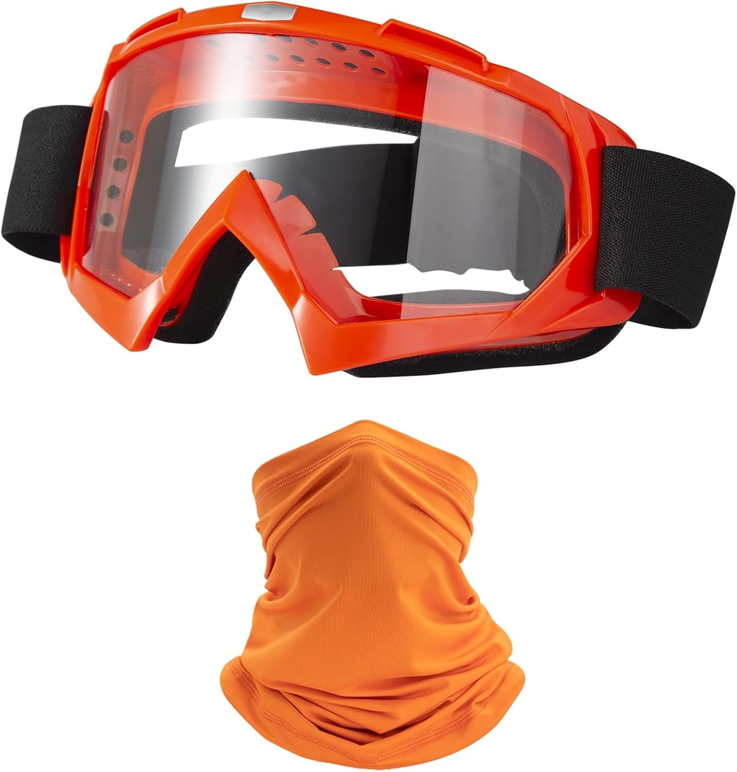 Motorcycle Goggles Dirt Bike ATV Off-Road Riding Motocross Glasses with Sun UV Protection Neck Gaiter Face Cover