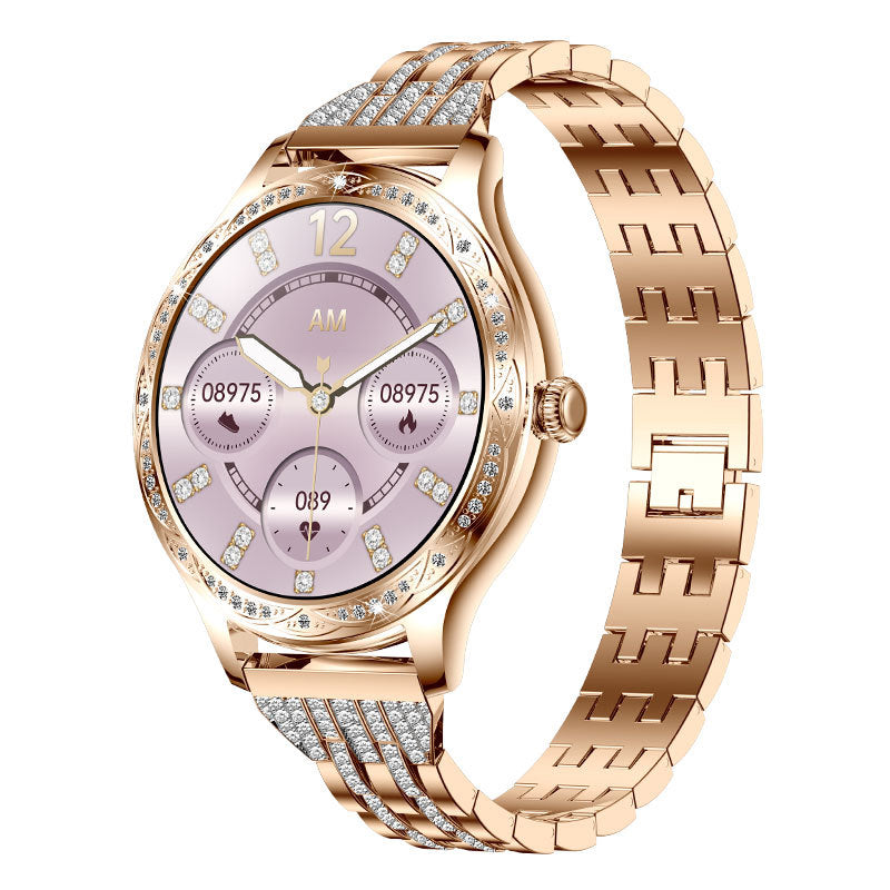 ქალის ჭკვიანი საათი AK60 მაღალი გარჩევადობით, სპორტული სამაჯურით, გულისცემის სიხშირით, არტერიული წნევის, სისხლში ჟანგბადის შემცველობით, წყალგაუმტარი ნაბიჯების მრიცხველით.