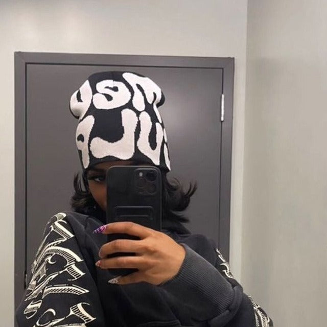 ლობიოს ქუდი კონტრასტული კანფეტის ფერის შალის ქუდი ნაქსოვი ქუდი ცივი ქუდი Beanie წყვილის ქუჩა