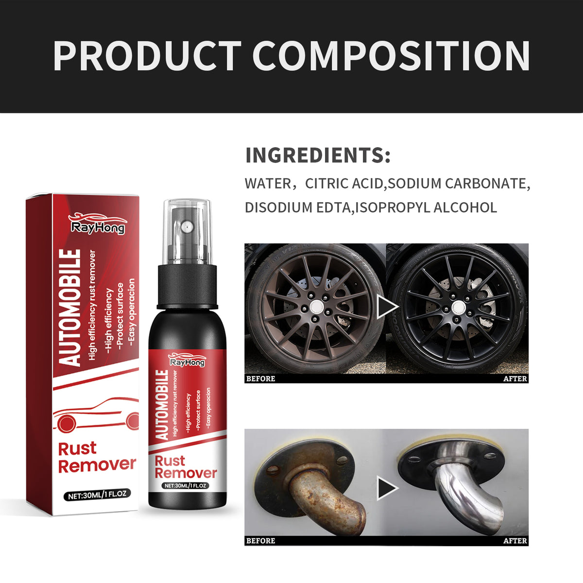 Rust Remover, Vehicle Hub Parts Rust Cleaning And Decontamination Retrofit Multi-Function Rust Remover
