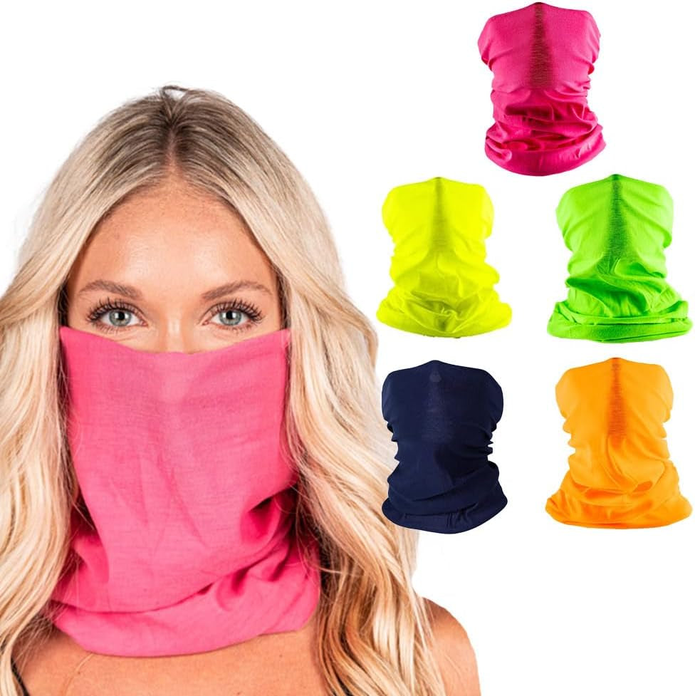 Company 5-Pack UV Face Shield | UV 30+ Multipurpose Neck Gaiter Balaclava for Adults