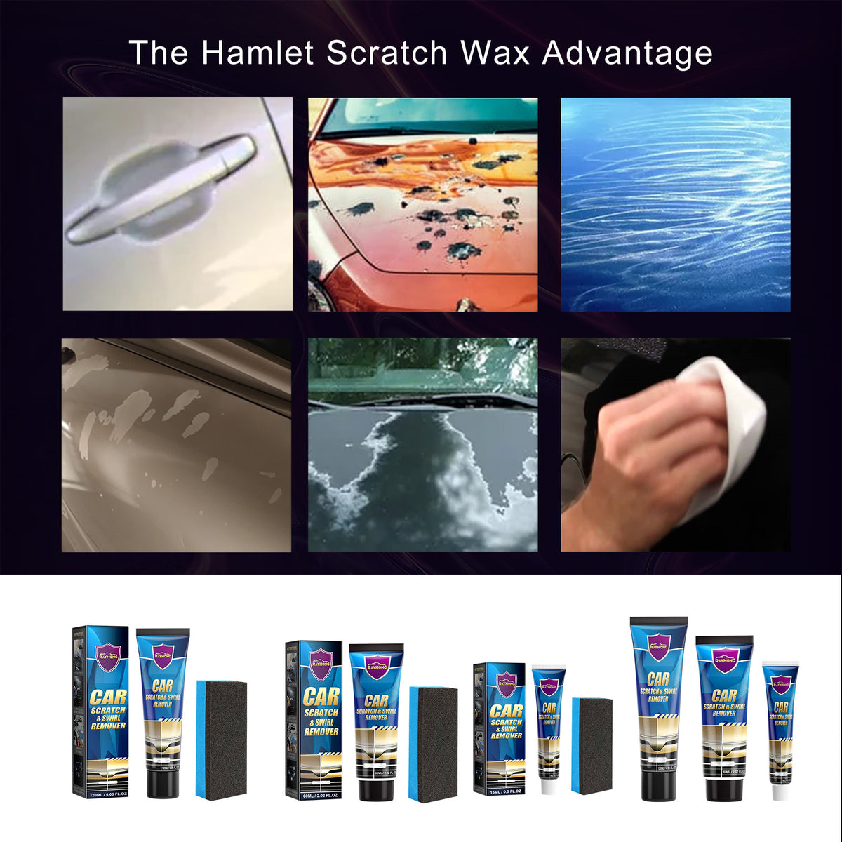 Rayhong Car Scratch Repair Cream, Car Maintenance Refurbishment Paint Scratches Scratches Polishing Paint Repair Paste