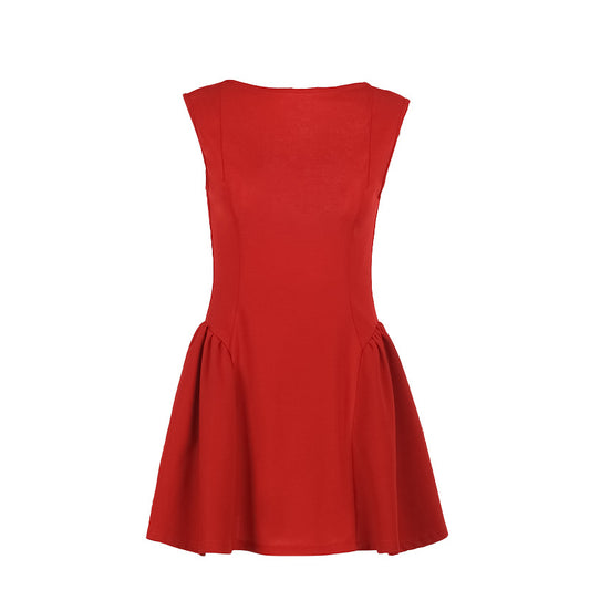 Tailored basic backless A-line dress