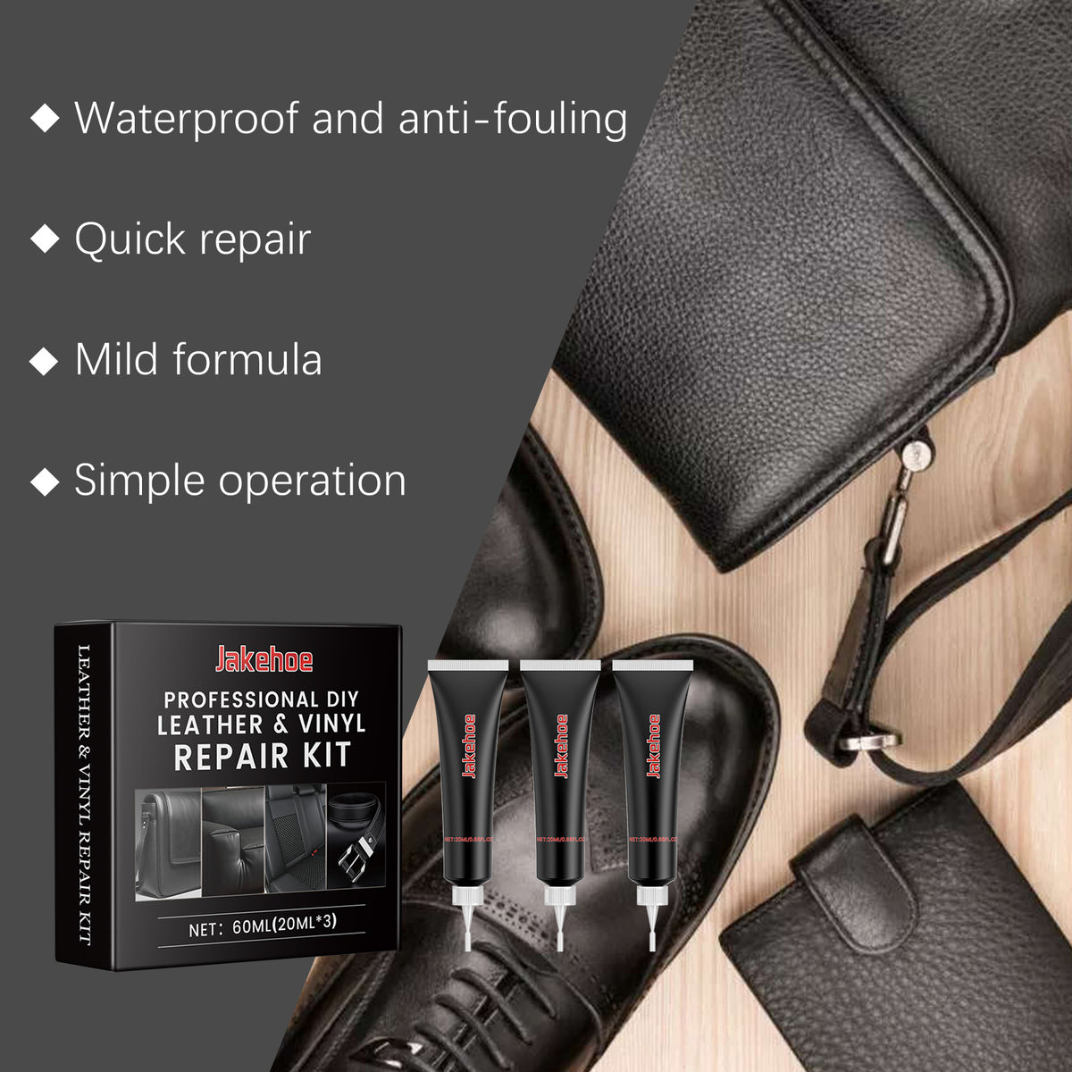 Jakehoe Leather Repair Kit Furniture Sofa Seats Car Interior Leather Cleaning Refurbishment Repair Cream