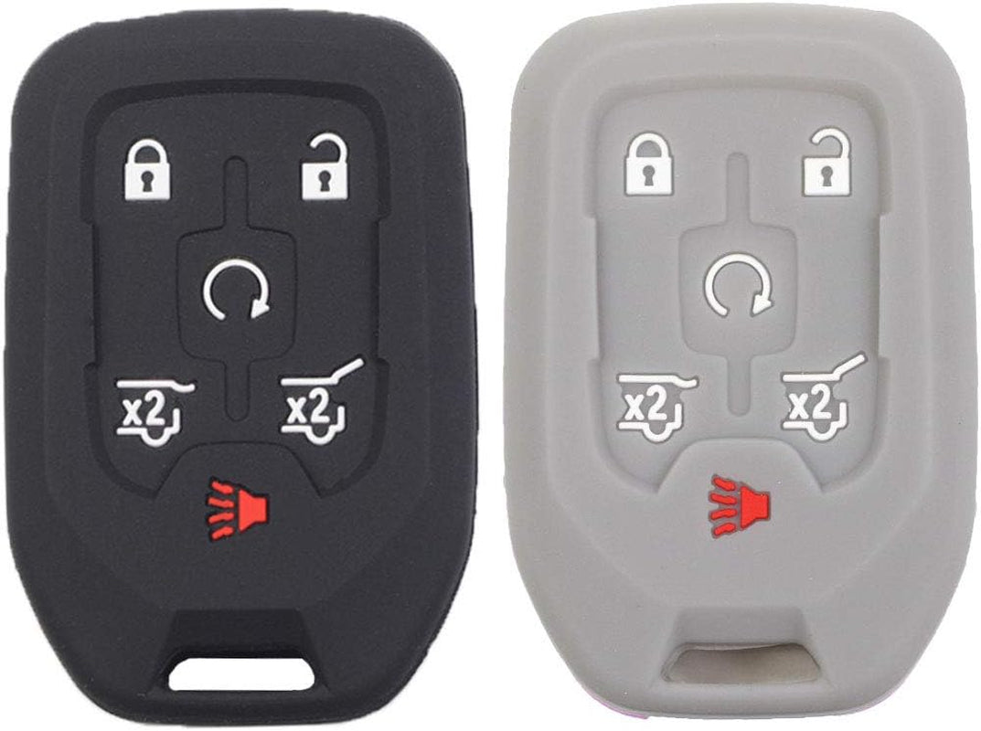 2Pcs 6 Buttons Smart Key Fob Cover Case Remote Protector Skin Keyless Jacket Holder Compatible with Chevrolet Suburban Tahoe 2015 2016 2017 2018 2019 2020 GMC Yukon 13580804 Black Pink