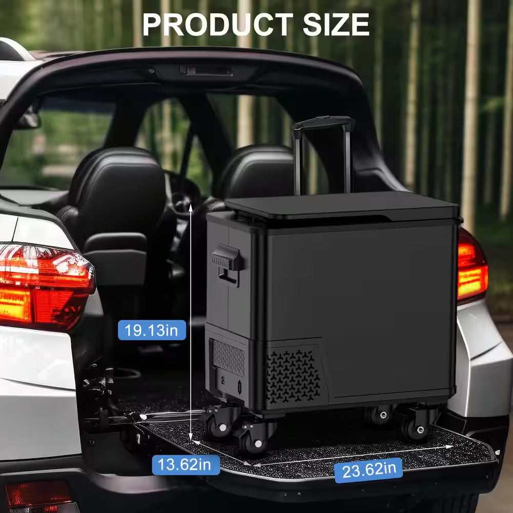 Blcak 40 Qt. Portable Car Cooler with APP Control, Handle and Wheels for Camping, Travel, RV, Truck, Boat and Home Use
