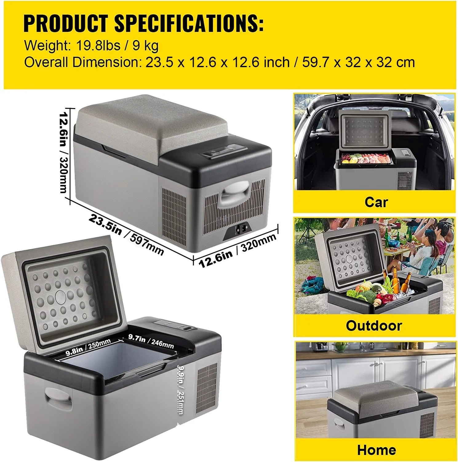 21 Qt (20L) Electric Cooler DC/AC, -4℉~68℉, Freezer Fridge Cooler , 12V Car Refrigerator App Control Camping, Travel, Fishing, Outdoor Use