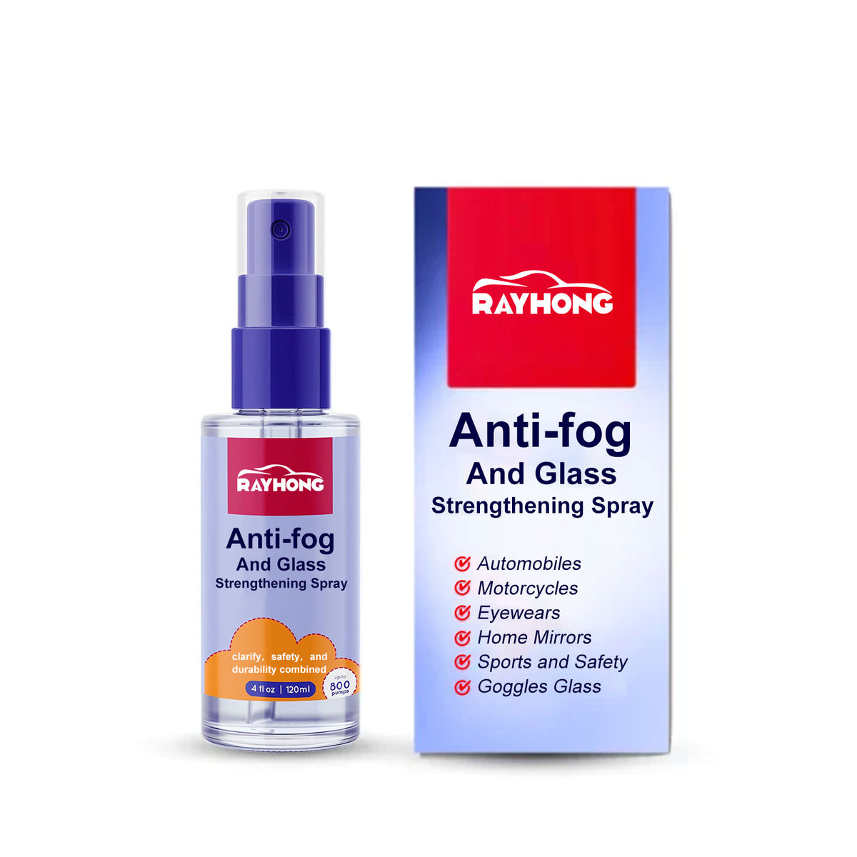 Rayhong Anti-Fog Spray, Car Windscreens Long-Lasting Anti-Fog Anti-Rain And Cleaning Spray