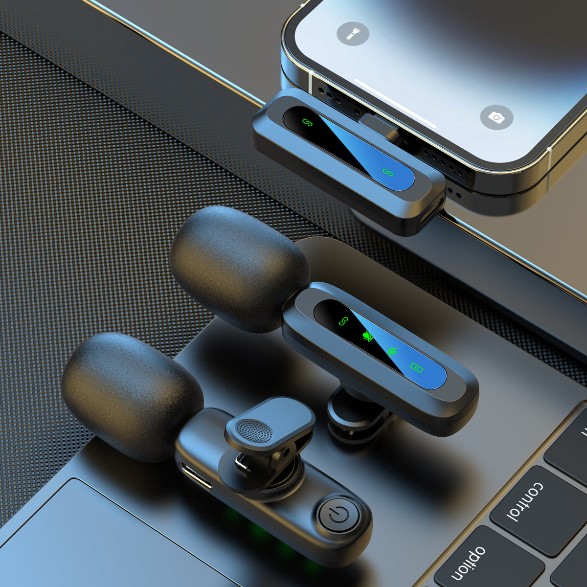 J3 უსადენო ლავალერის მიკროფონი მინი ინტელექტუალური ხმაურის ჩამხშობი გარე მიკროფონი