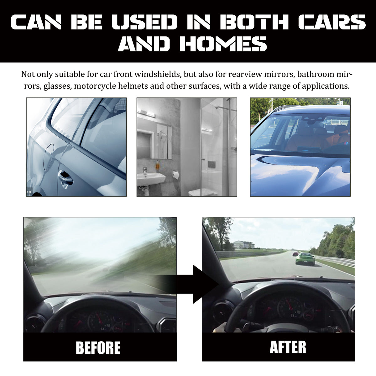 Glass Anti Fogging Agent, Auto Windshield Mirror Cleaning Anti-Rain And Fog Cleaning Coating Agent