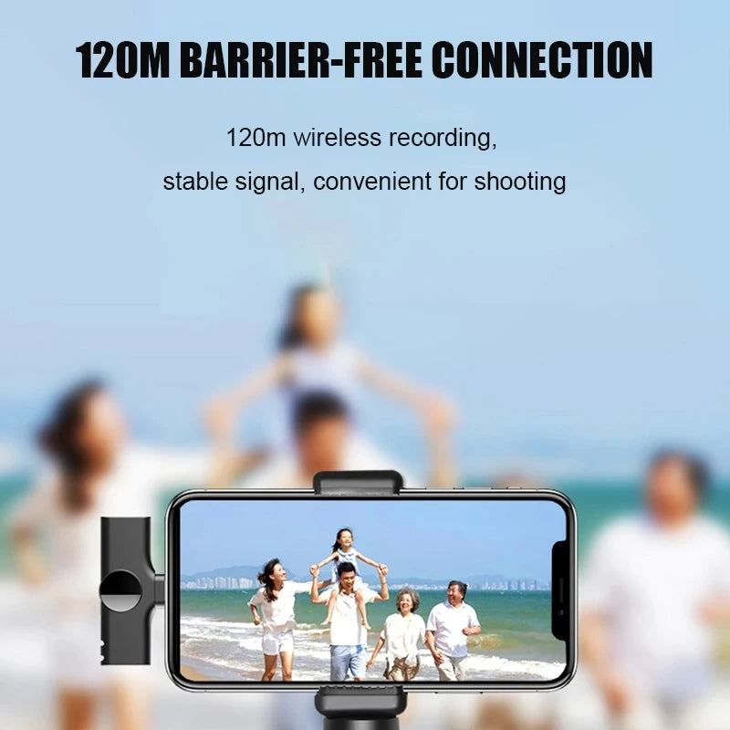 უსადენო ლავალიერის მიკროფონი, მინი მიკროფონი, iPhone, Android, მობილური ტელეფონი, PC, პატარა მიკროფონი, ორმაგი Bluetooth 