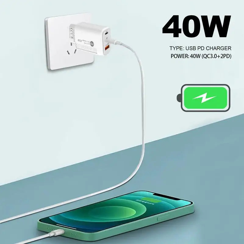 Fast Charge Charger Type C 40W USB Phone Charger Adapter QC3.0 2PD Charging Head Block Charger for Iphone Charger Power Bank
