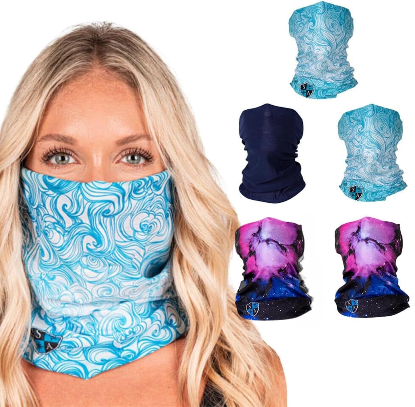 Company 5-Pack UV Face Shield | UV 30+ Multipurpose Neck Gaiter Balaclava for Adults