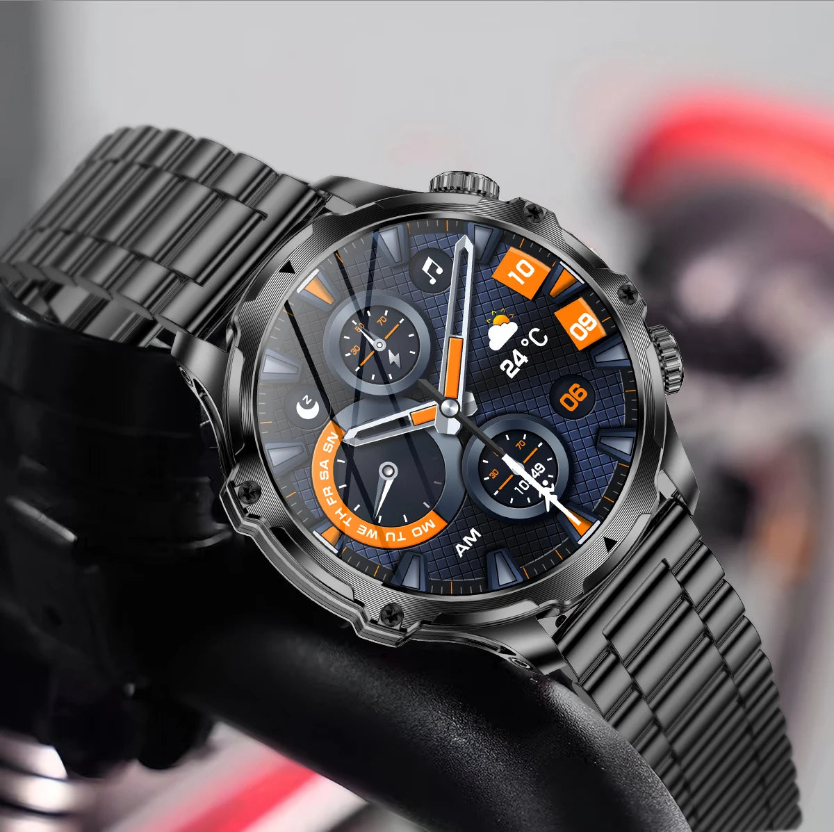 AK75 ჭკვიანი საათი, ფანარი, მამაკაცის გარე სპორტი, ფიტნეს ტრეკერი, 700mah დიდი ბატარეის BT გამოძახების LED განათება, ჭკვიანი საათი 