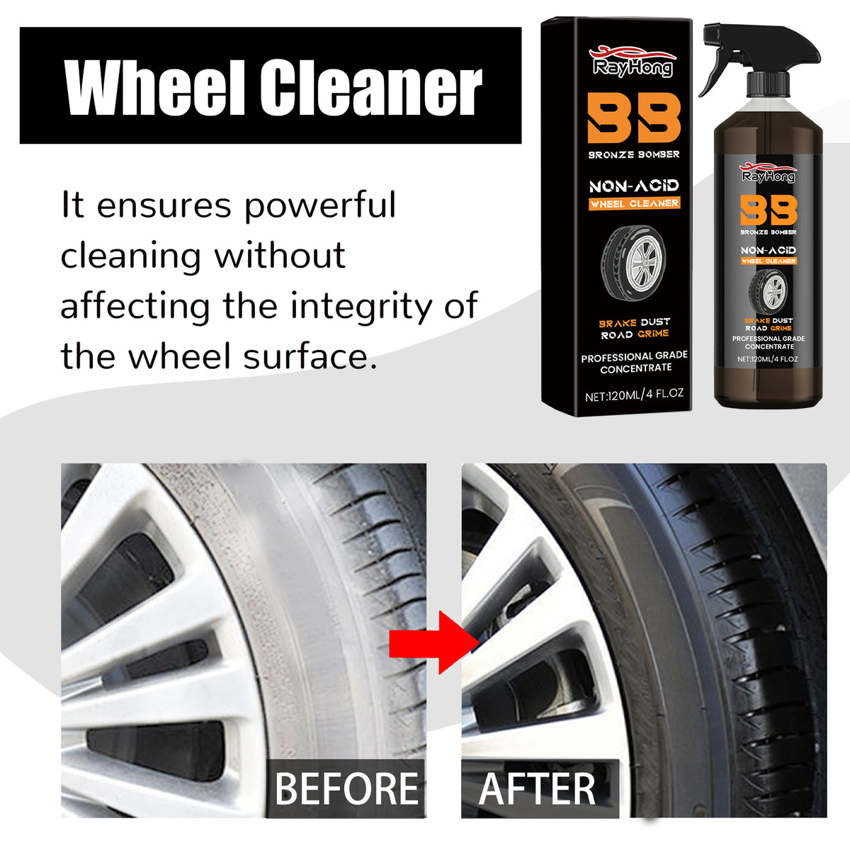 Car Wheel Cleaner, Car Tire Retread Rust Removal Polishing Stain Remover