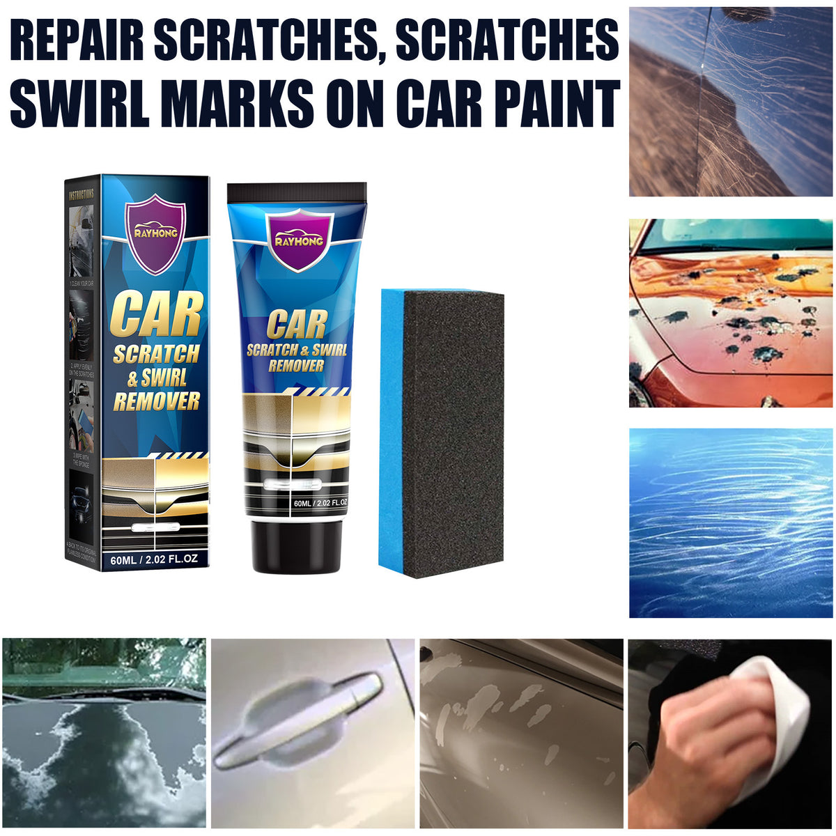 Car Scratch Repair Cream, Car Maintenance Refurbishment Paint Scratches Scratches Polishing Paint Repair Paste