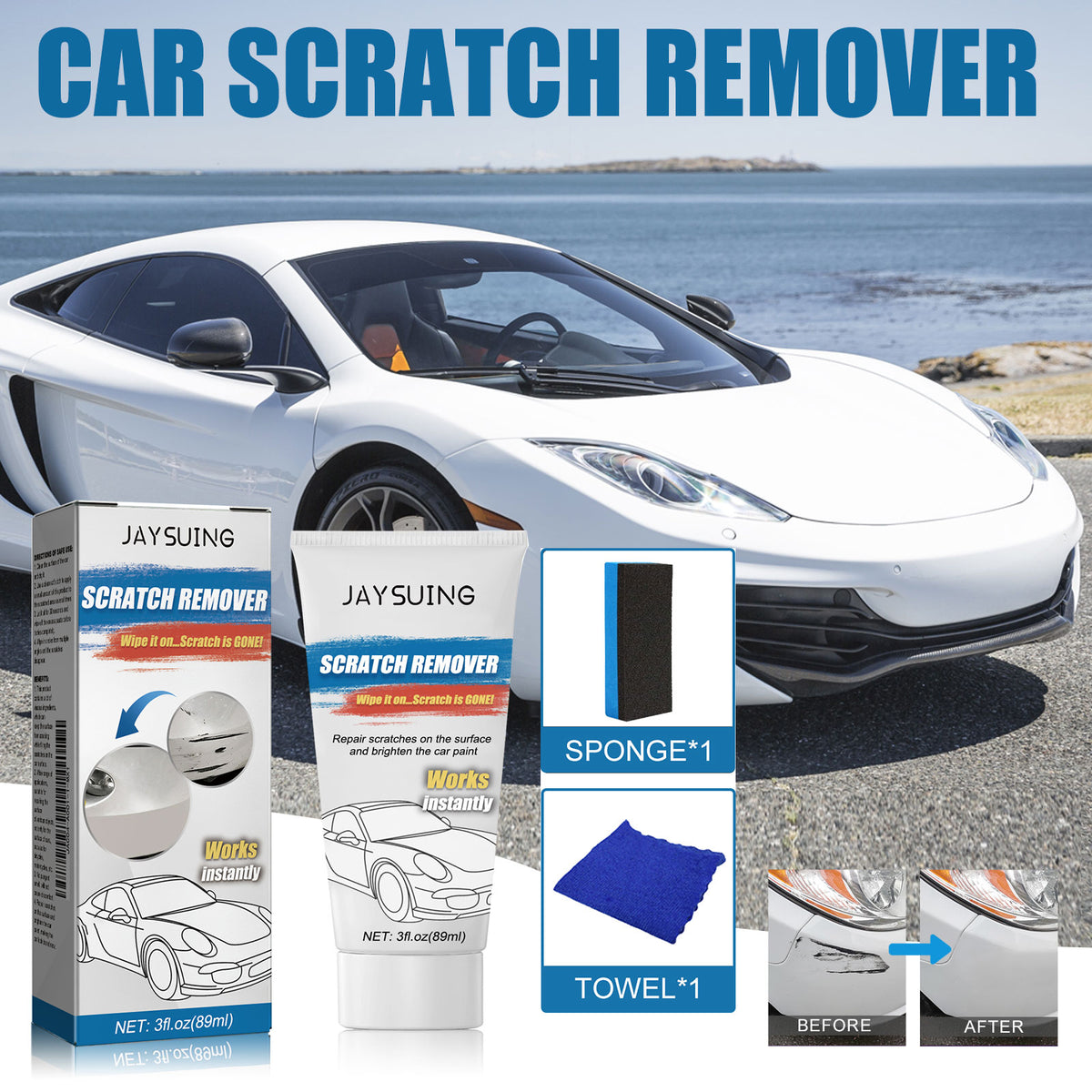 Jaysuing Car Scratch Repair Cream, Car Scratch Repair, Paint Finishing Polishing Renovation And Maintenance Care Cream