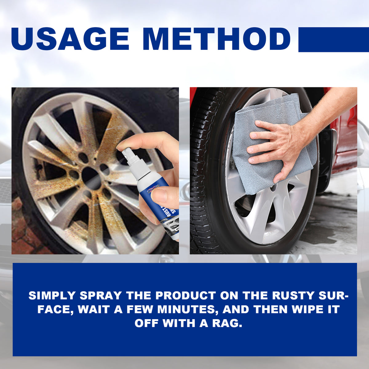Rust Remover Spray, Car Wheel Reconditioning Rust Removal Paint Polishing Cleaning Decontamination Spray