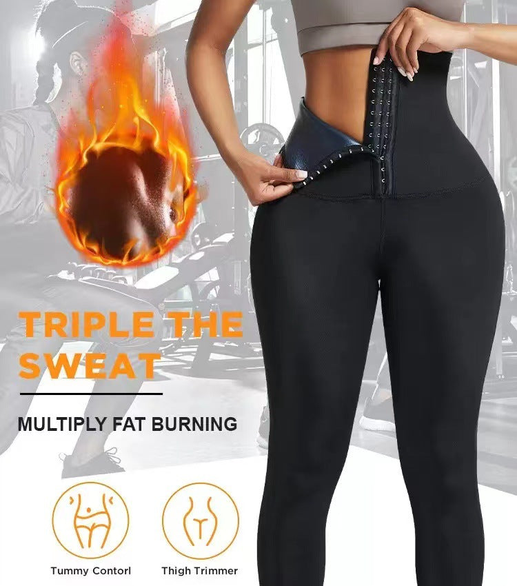 European and American breasted abdominal compression sweatpants, cropped pants, waist cinching yoga pants