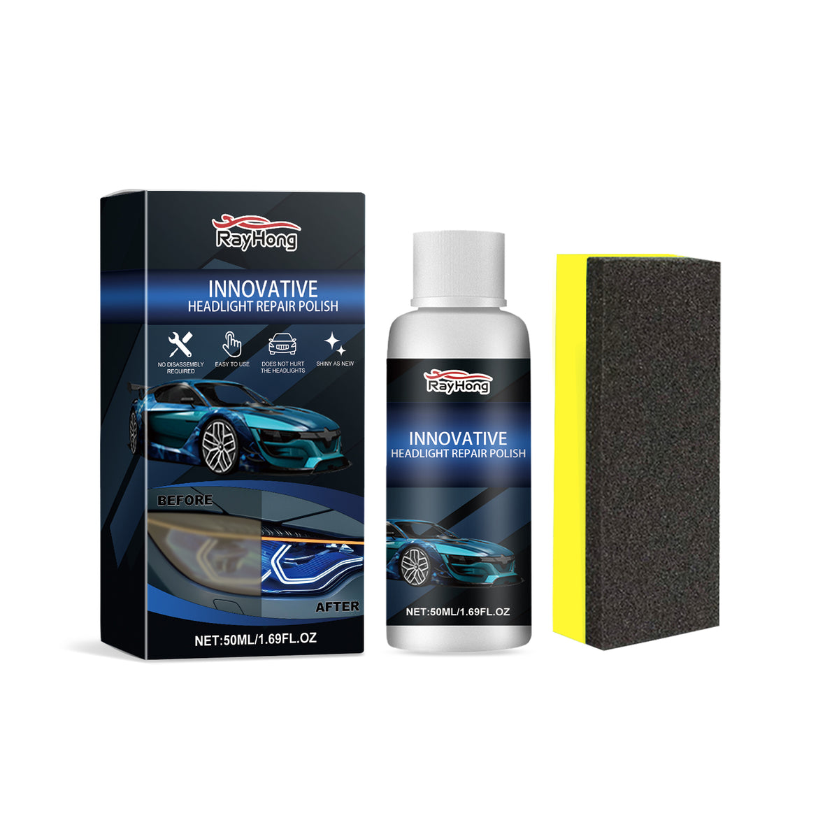 Rayhong Car Headlight Repair Liquid (50ml Box) Car Headlight Crystal Coating Refurbishment And Repair Agent Tool Car Headlight Coating Refurbishment And Repair Agent