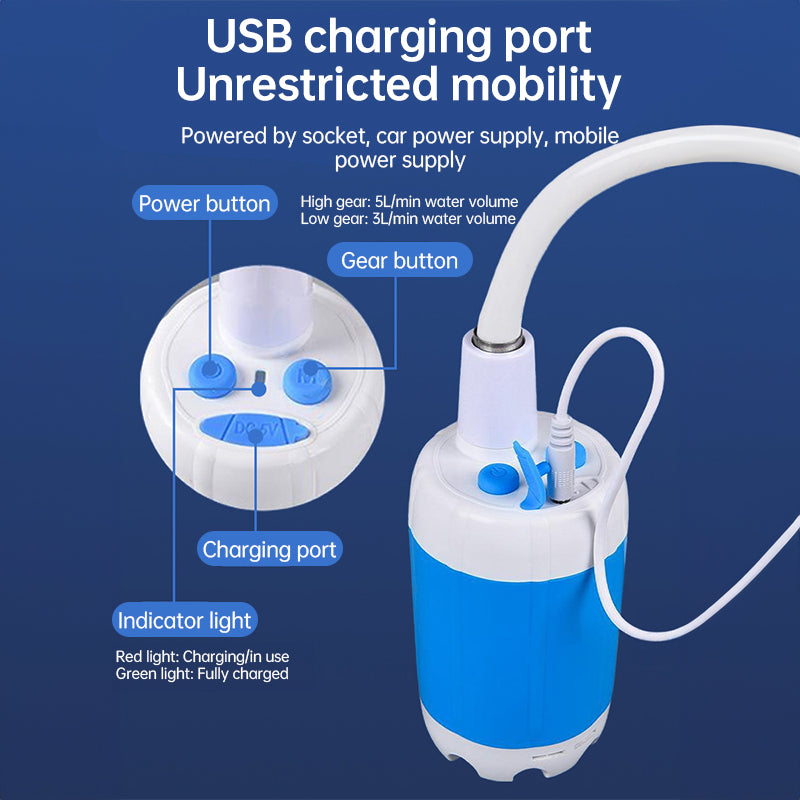 განახლებული დატენვადი ელექტრო საკემპინგო შხაპის ტუმბო ჭკვიანი ციფრული დისპლეით