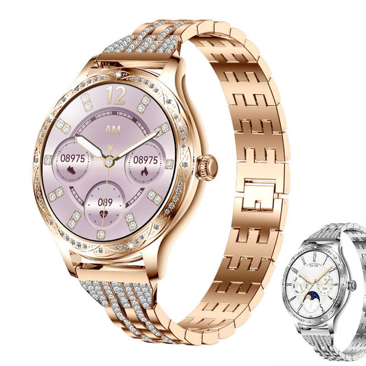 ქალის ჭკვიანი საათი AK60 მაღალი გარჩევადობით, სპორტული სამაჯურით, გულისცემის სიხშირით, არტერიული წნევის, სისხლში ჟანგბადის შემცველობით, წყალგაუმტარი ნაბიჯების მრიცხველით.