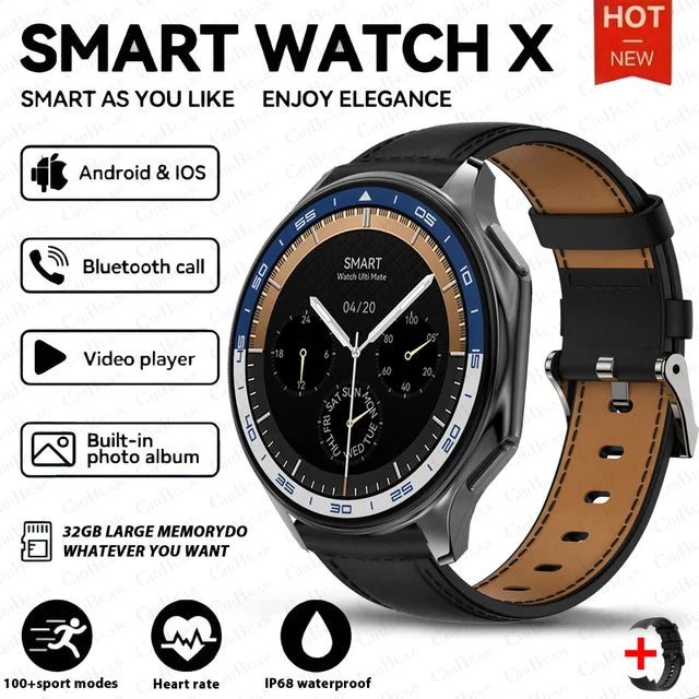 DT Watch X ჭკვიანი საათი 4G დიდი მეხსიერებით, ადგილობრივი მუსიკისა და ვიდეოს დაკვრით, წყალგაუმტარი Bluetooth ზარებით, სმარტფონით