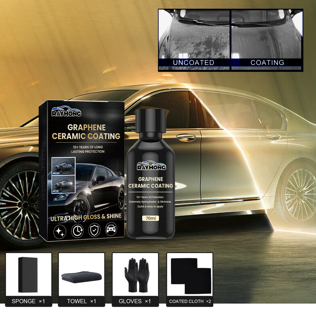 Graphene Ceramic Coating, Super Water Plating Crystal Coating Waterproof Coating Sealing Glaze Maintenance Car Paint