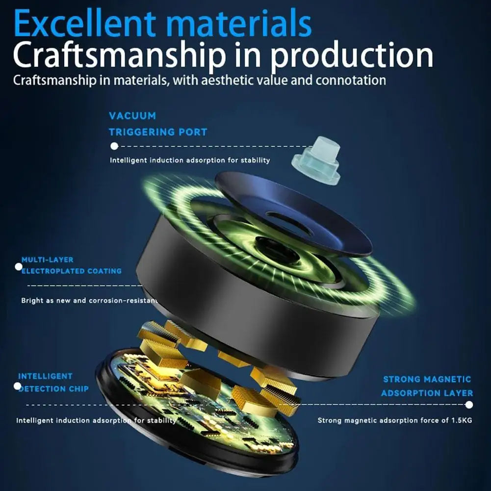 ავტომობილის მობილური ტელეფონის დამჭერი ინტელექტუალური მაგნიტური ვაკუუმ-ადსორბციული ულტრასტაბილური შემწოვი ჭიქის სამაგრი ნავიგაციისთვის პირდაპირი ტრანსლაციისთვის 