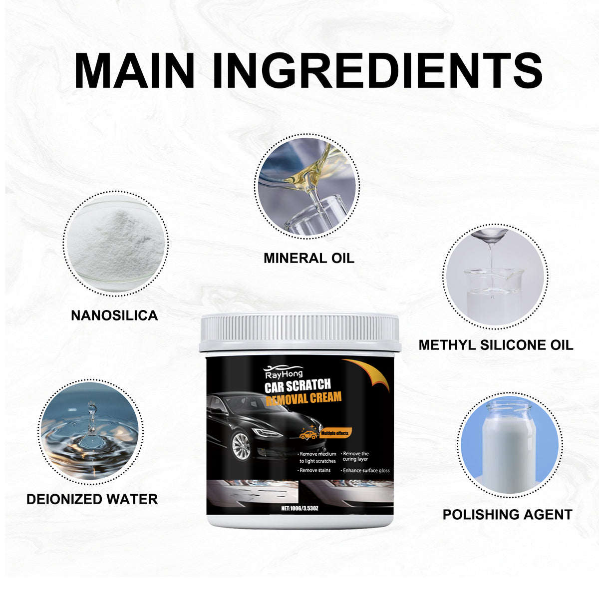 Car Scratch Removal Cream, Decontamination Dust Repair Car Paint Scratches Polishing Maintenance Refurbishment Coating Paste