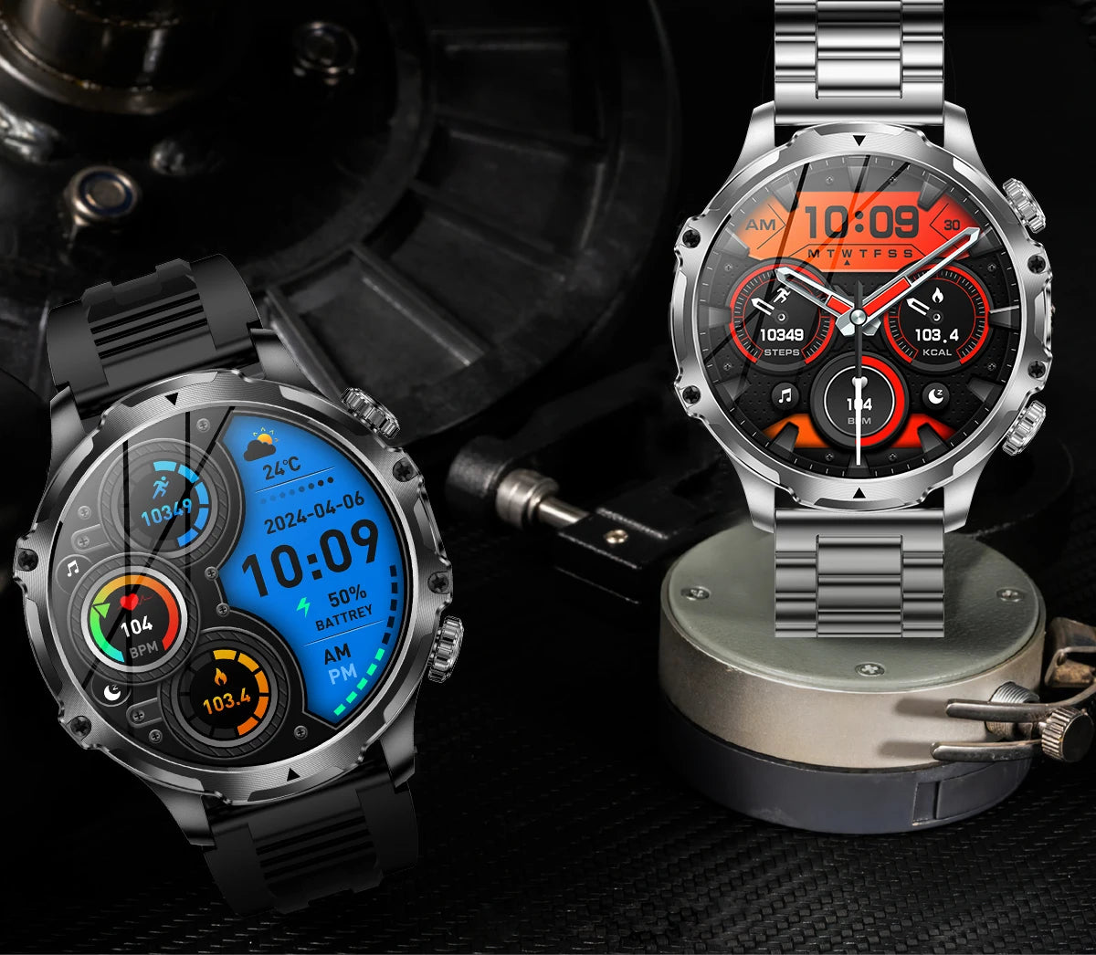 AK75 ჭკვიანი საათი, ფანარი, მამაკაცის გარე სპორტი, ფიტნეს ტრეკერი, 700mah დიდი ბატარეის BT გამოძახების LED განათება, ჭკვიანი საათი 