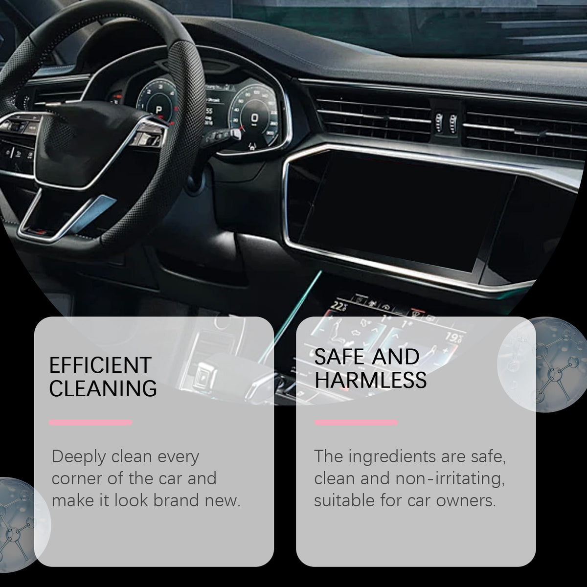Homonth Car Interior Cleaner, Interior Decoration Soft Seat Steering Wheel Cleaning Refurbishment Decontamination Maintenance Agent
